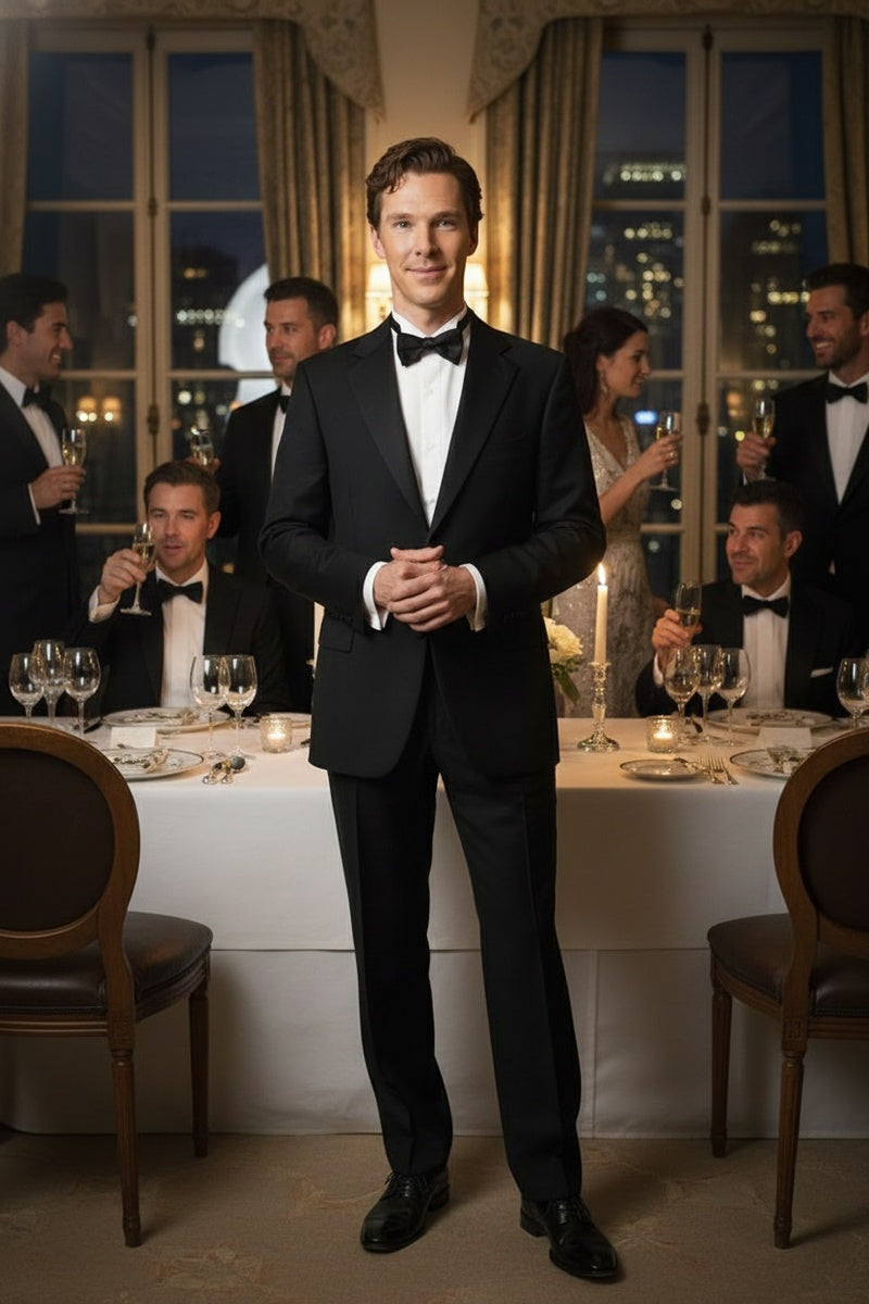 Galante "Vitale Barberis" Black 2-Button Notch Tuxedo (2-Piece Set)