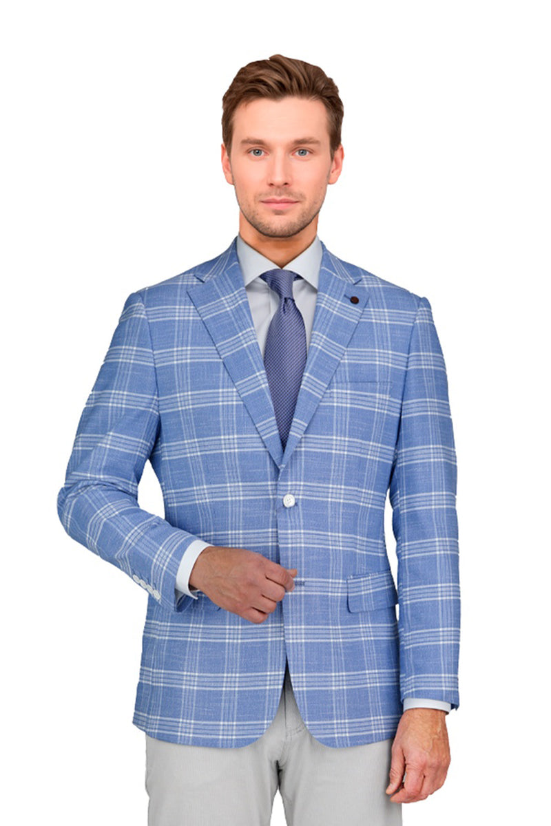 Bertolini Light Blue Windowpane Sports Jacket