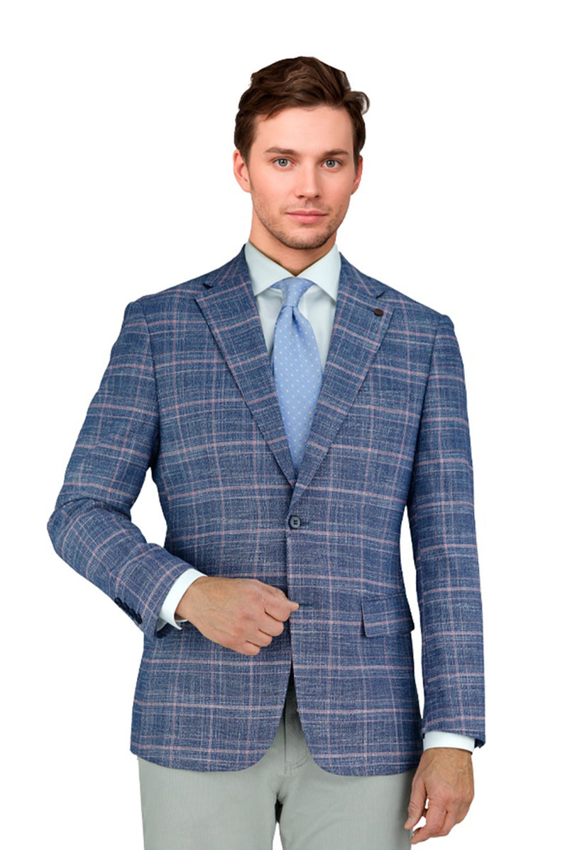 Bertolini Navy & Salmon Windowpane Sports Jacket