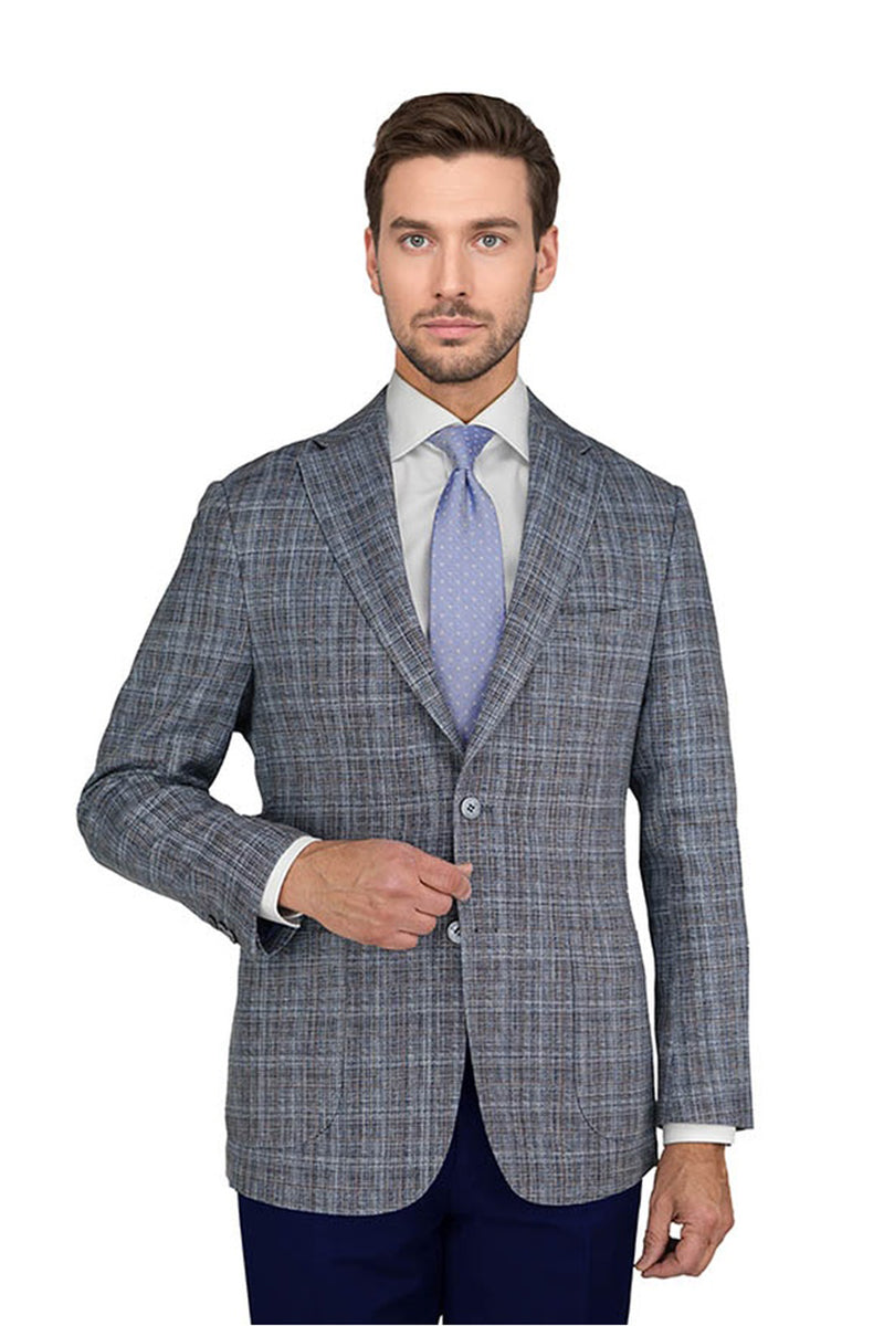 Enzo Tovare Blue & Burgundy Windowpane Soft Jacket