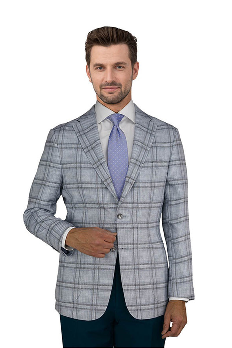 Enzo Tovare Light Grey Windowpane Soft Jacket