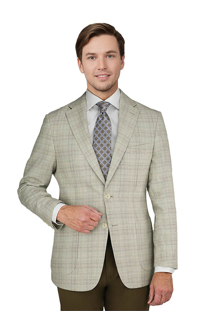 Enzo Tovare Beige & Camel Plaid Soft Jacket