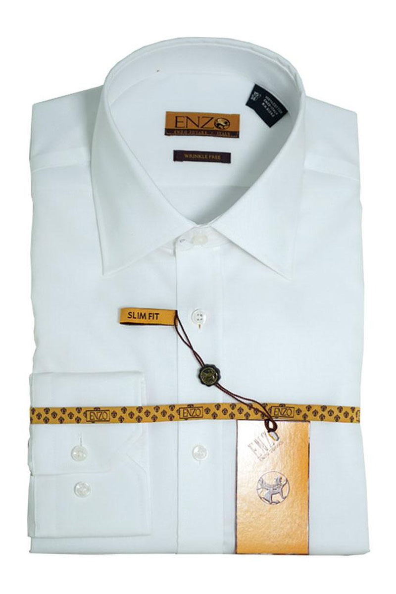 "Eleganza" White Laydown Dress Shirt