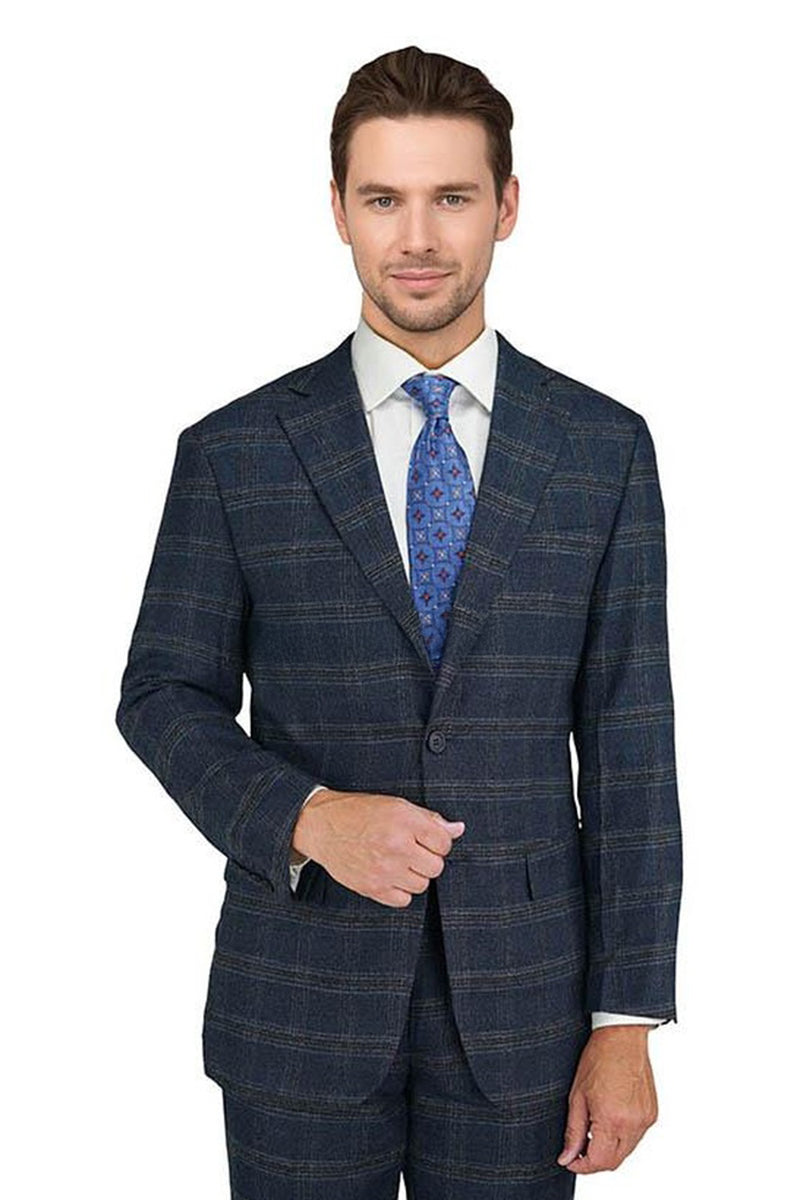 Giorgio Fiorelli Blue Black Windowpane Suit (2-Piece Set)
