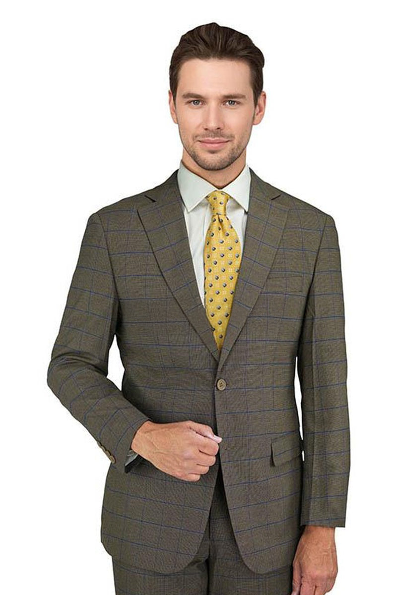 Giorgio Fiorelli Camel Blue Windowpane Suit (2-Piece Set)