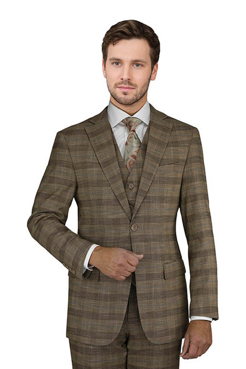 Giorgio Fiorelli Light Brown Windowpane Suit (2-Piece Set)