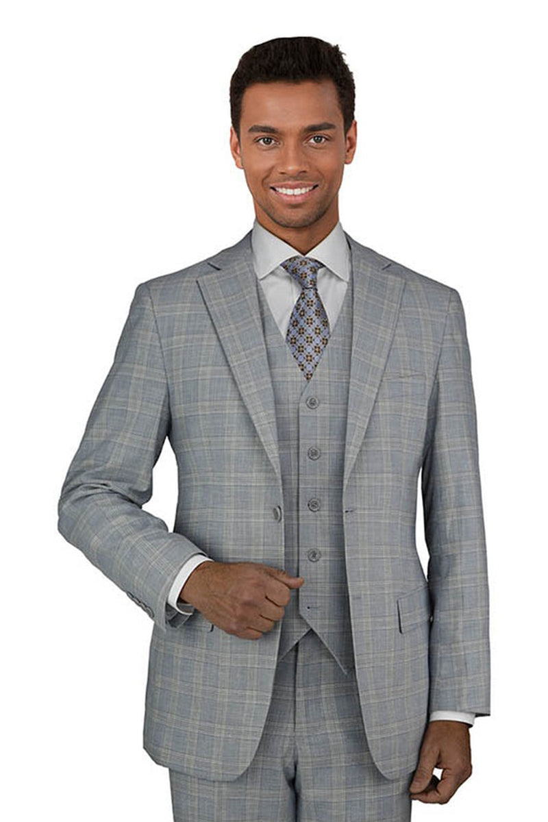 Giorgio Fiorelli Light Grey Plaid Suit (2-Piece Set)