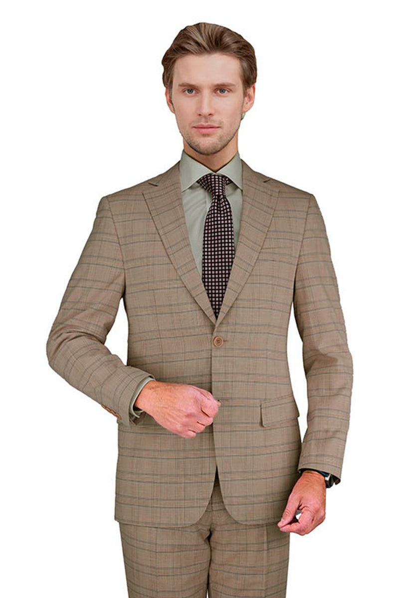 Giorgio Fiorelli Light Taupe Plaid Suit (2-Piece Set)