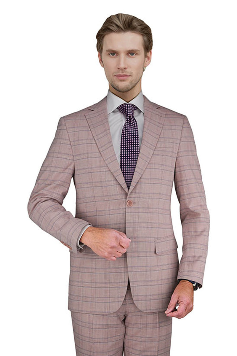 Manchester & Tailor Pink Blue Plaid Suit (2-Piece Set)