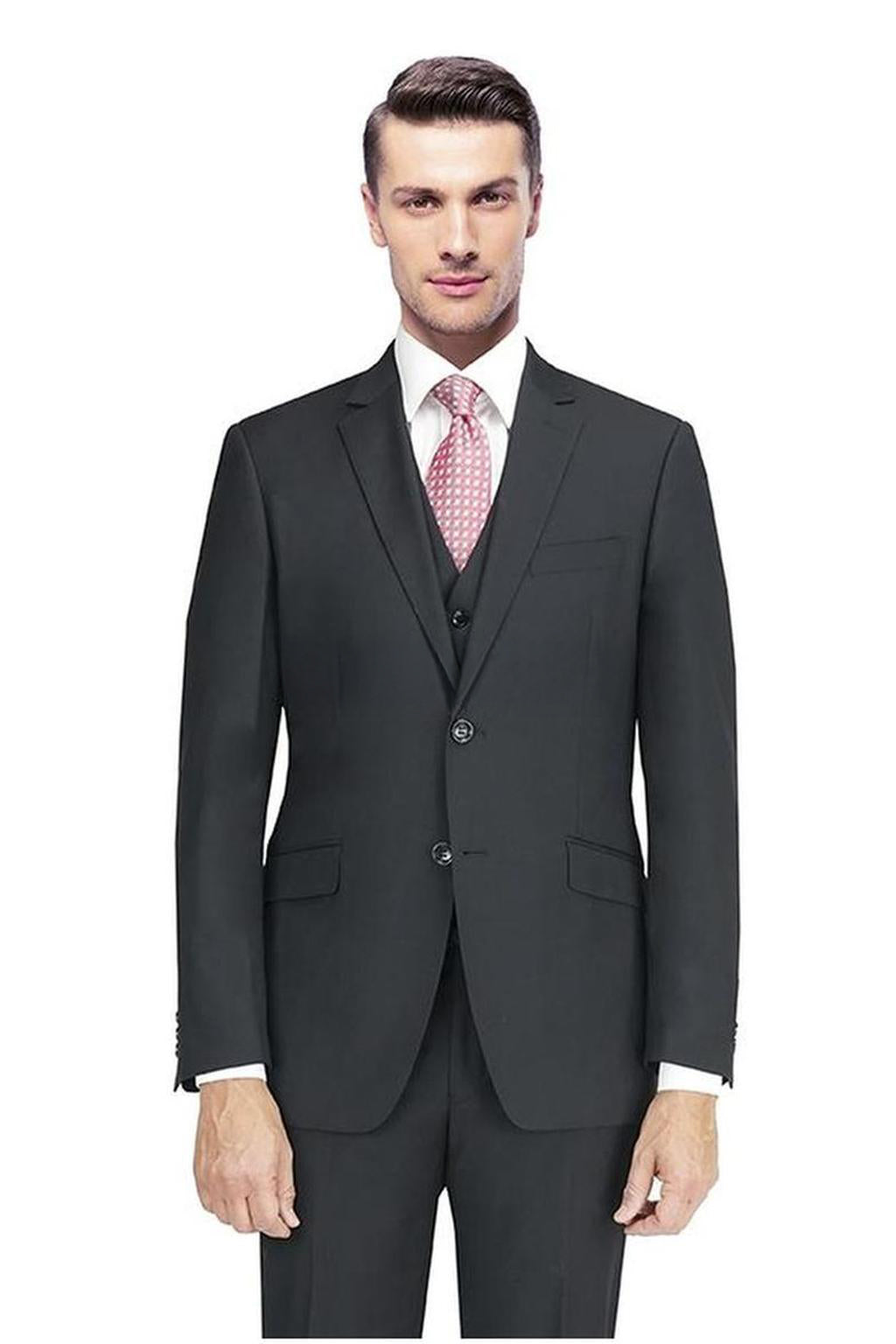 Mantoni Solid Black Suit (2-Piece Set)