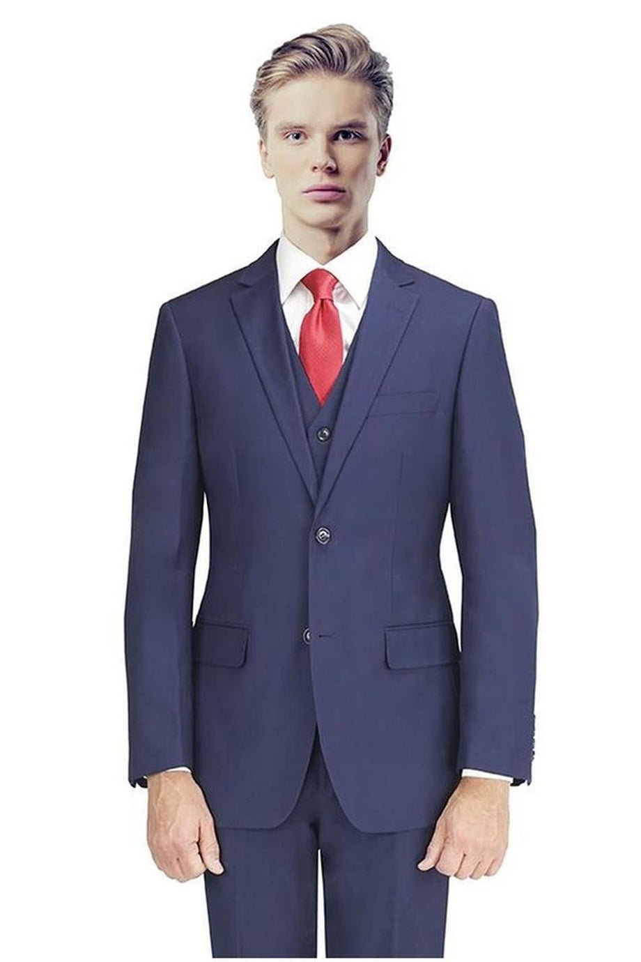 Mantoni New Solid Navy Suit (2-Piece Set)