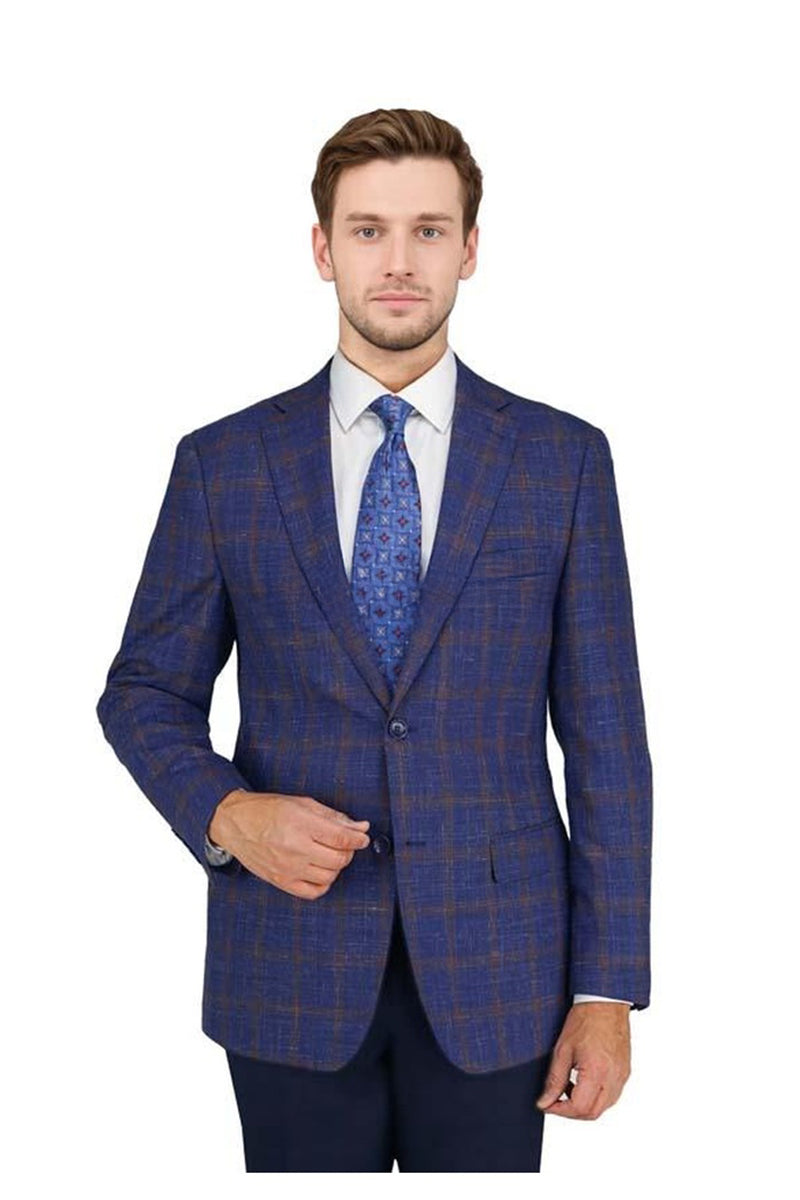 Mantoni Blue Windowpane Sports Jacket