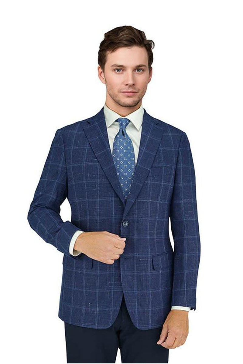 Mantoni Navy & Blue Windowpane Sports Jacket