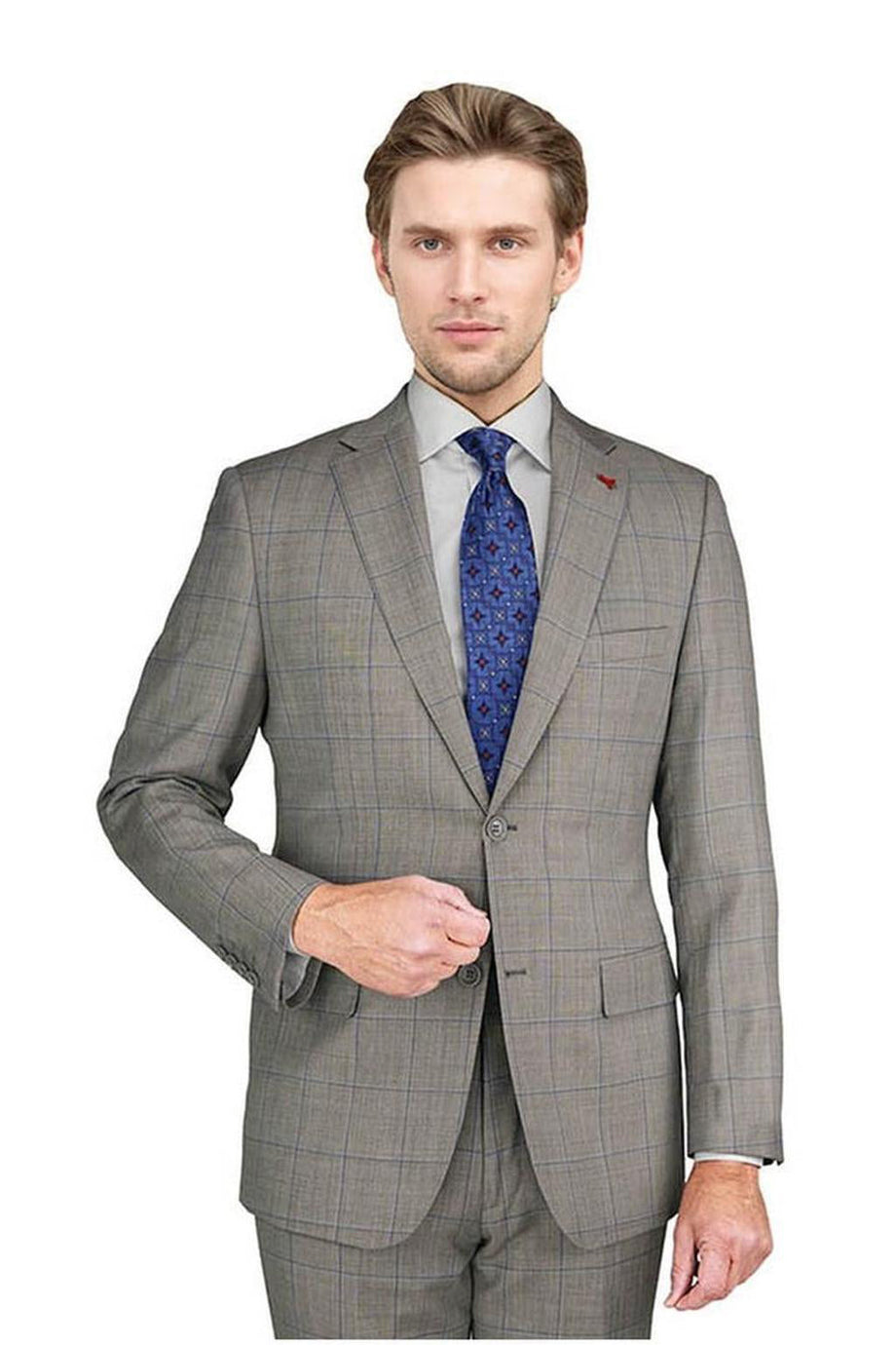 Mantoni Grey Windowpane Suit (2-Piece Set)
