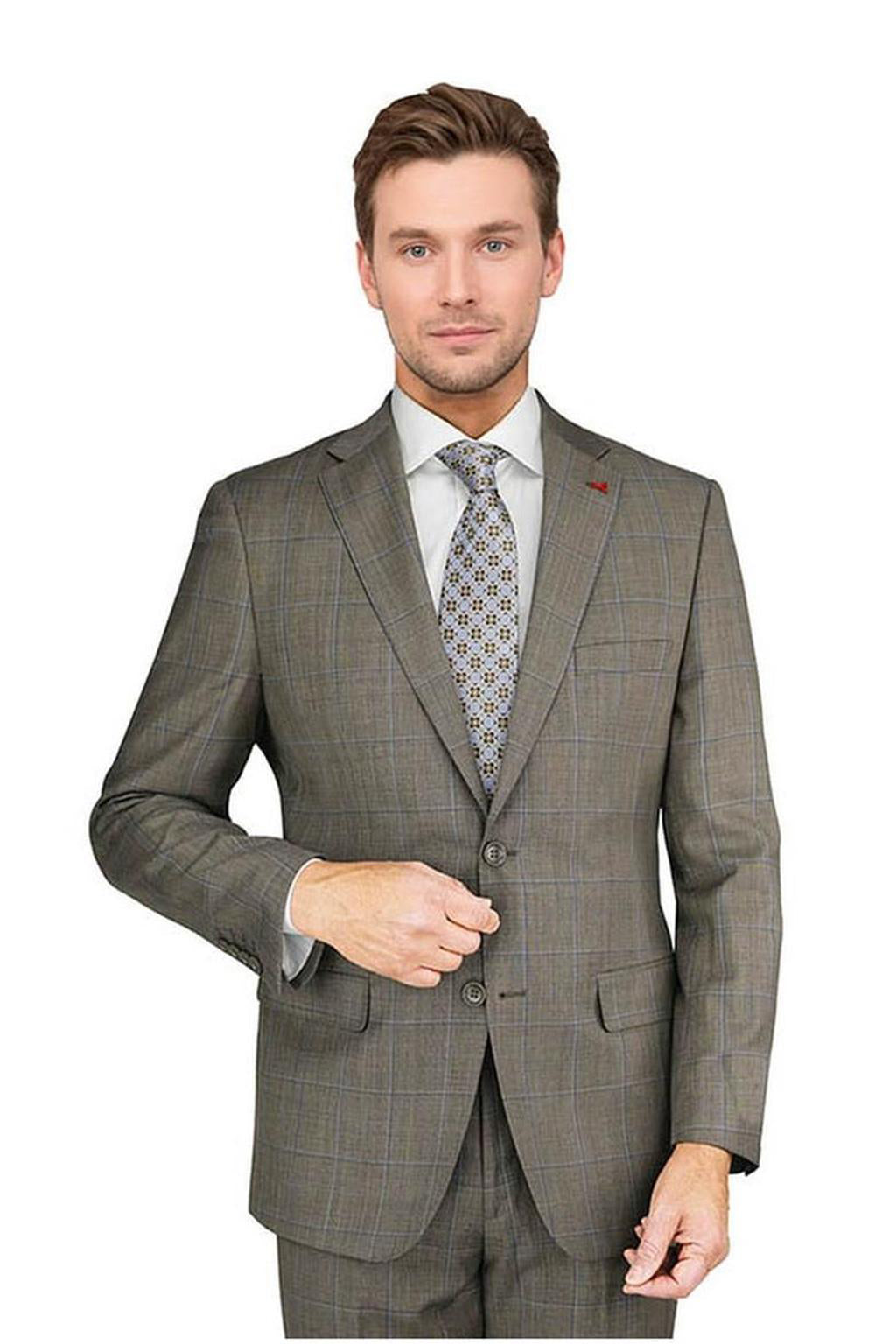 Mantoni Camel Windowpane Suit (2-Piece Set)