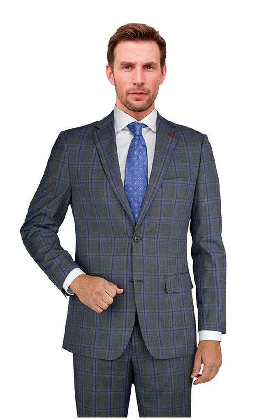Mantoni Charcoal & Grey Windowpane Suit (2-Piece Set)