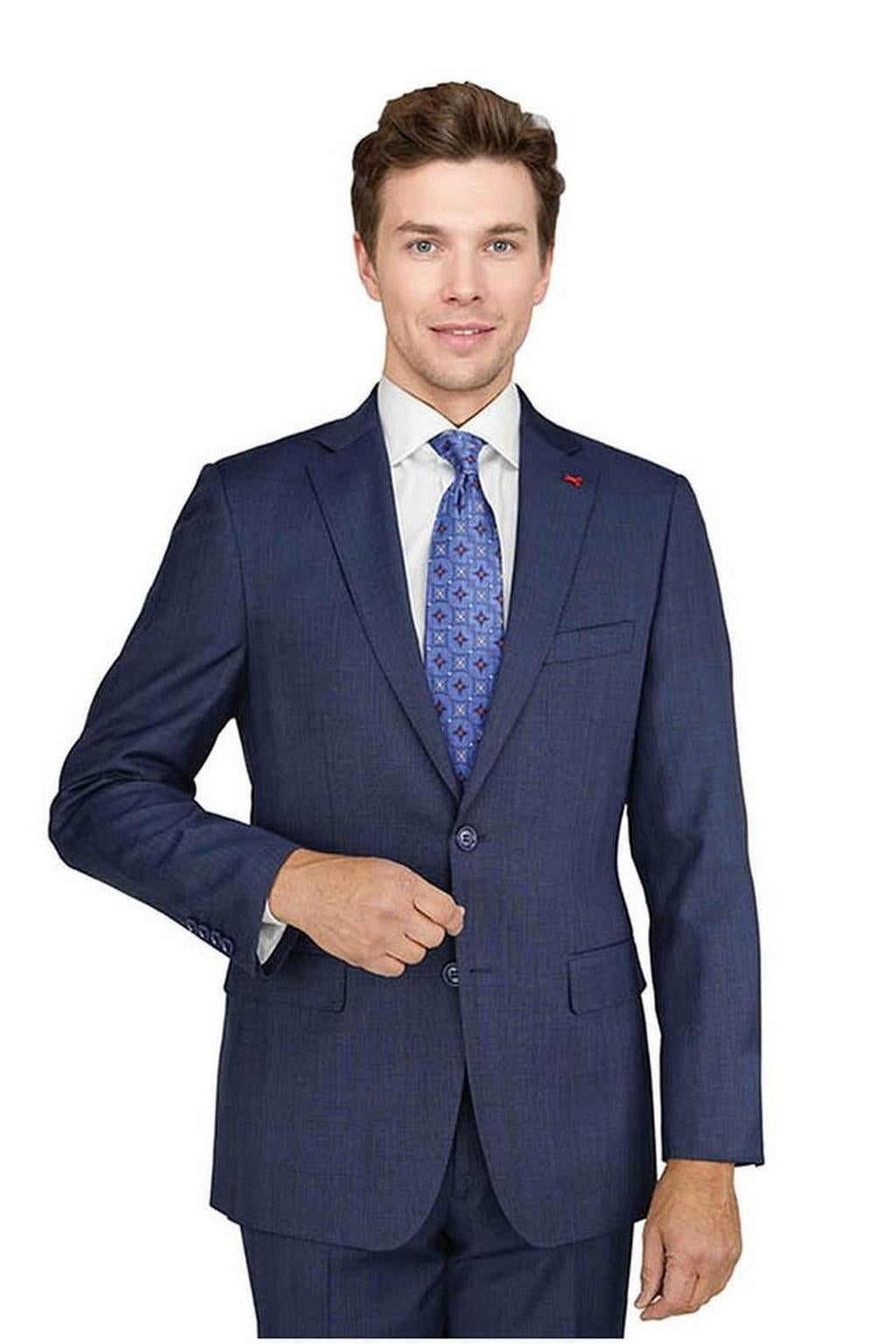Mantoni Dark Blue Plaid Suit (2-Piece Set)