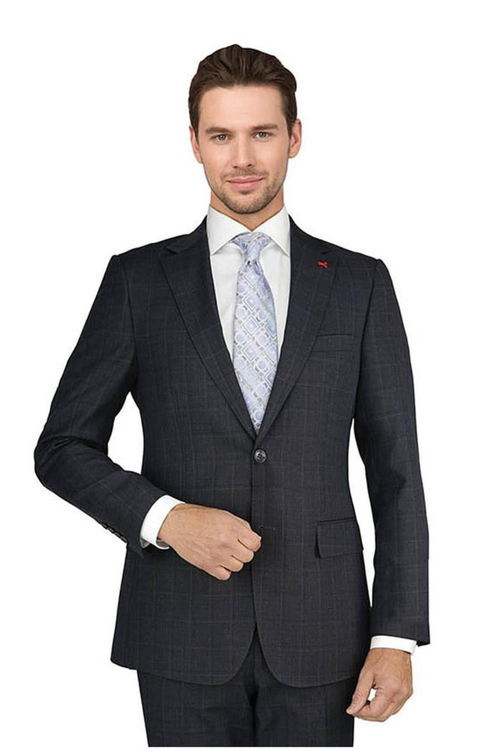 Mantoni Charcoal & Grey Windowpane Suit (2-Piece Set)