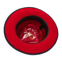 Grayson Fedora Crushable 100 % Australian Wool Traveler Two Tone Navy And Red Bottom Hat - Ferrecci USA 