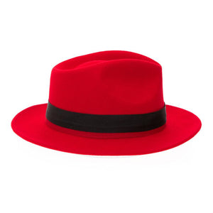 Grayson Fedora Crushable 100 % Australian Wool Traveler Two Tone Red And Black Bottom Hat - Ferrecci USA 