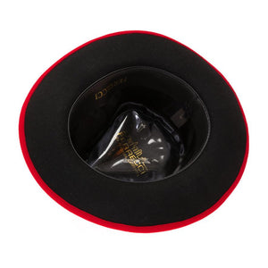 Grayson Fedora Crushable 100 % Australian Wool Traveler Two Tone Red And Black Bottom Hat - Ferrecci USA 