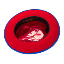 Grayson Fedora Crushable 100 % Australian Wool Traveler Two Tone Royal Blue And Red Bottom Hat - Ferrecci USA 