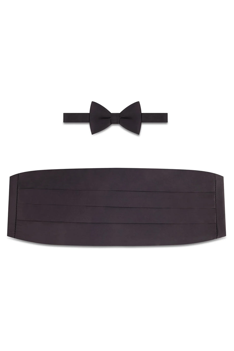Ike Behar Black Silk Cummerbund & Bow Tie Set
