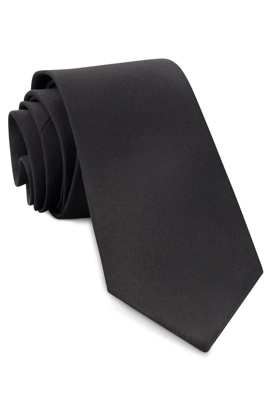 Ike Behar Black Solid Silk Necktie