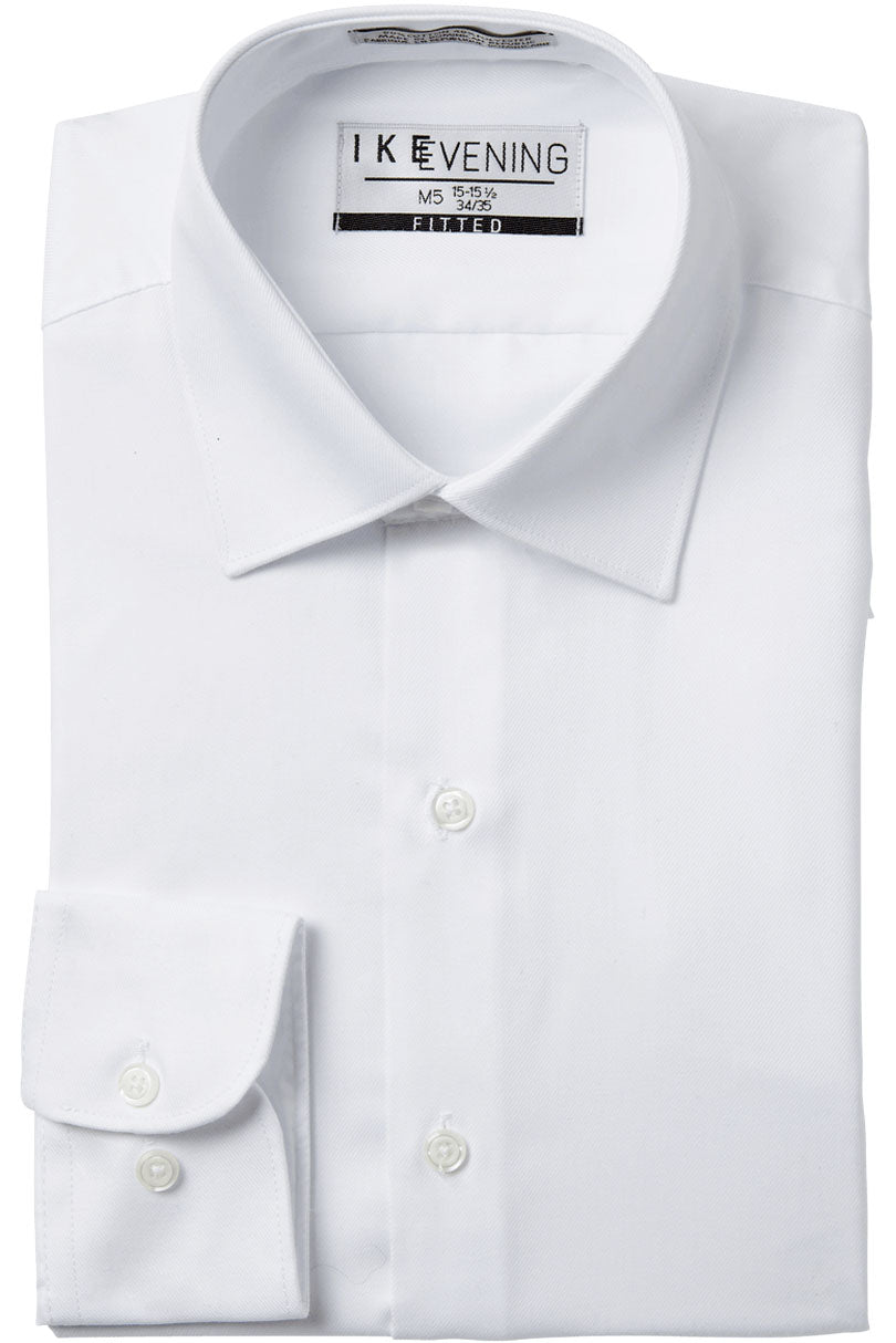 Ike Behar "Evening Twill" White Laydown Tuxedo Shirt