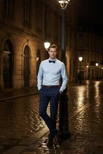 "Jamison" Blue Twill Spread Collar Dress Shirt