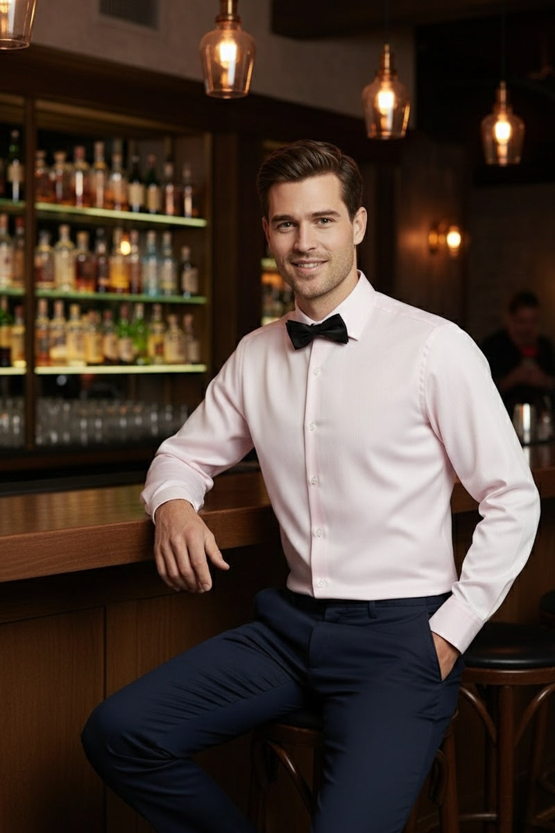 "Jamison" Pink Twill Spread Collar Dress Shirt