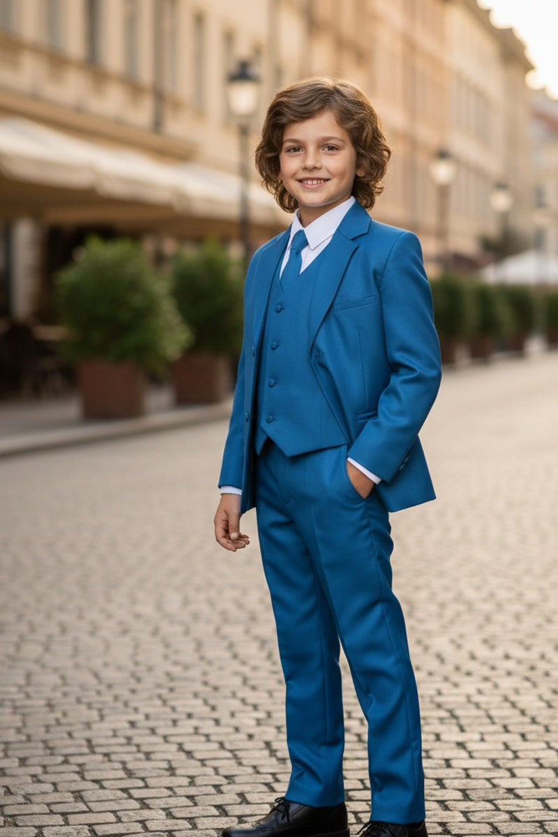 "Mason" Kids Cobalt Suit (5-Piece Set)