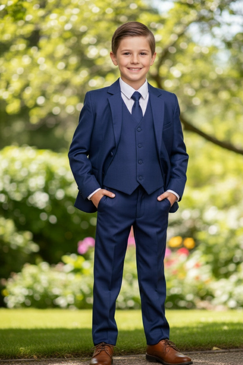 Little Tuxedos "Mason" Kids Indigo Suit (5-Piece Set)