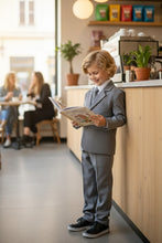 Little Tuxedos "Mason" Kids Medium Grey Suit (5-Piece Set)
