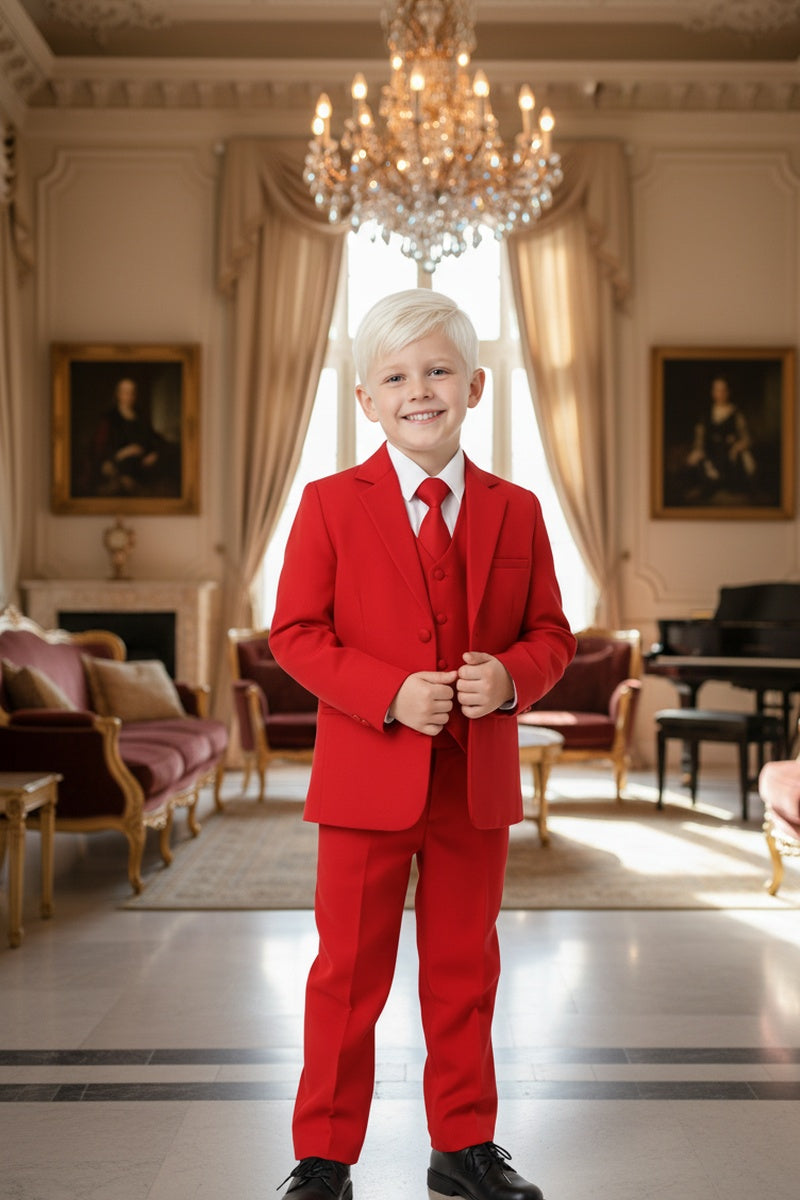 "Mason" Kids Red Suit (5-Piece Set)
