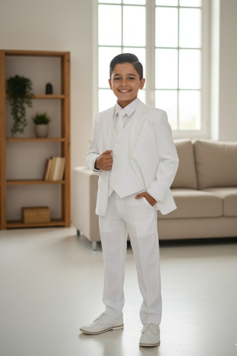 "Mason" Kids White Suit (5-Piece Set)
