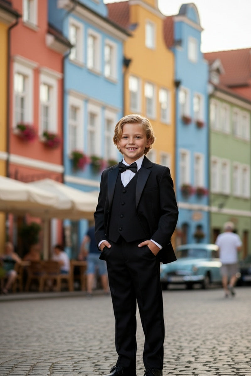 Little Tuxedos "Prodigy" Kids Black Tuxedo (5-Piece Set)