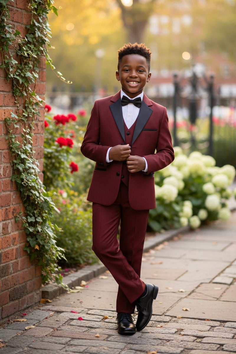 "Prodigy" Kids Burgundy Tuxedo (5-Piece Set)