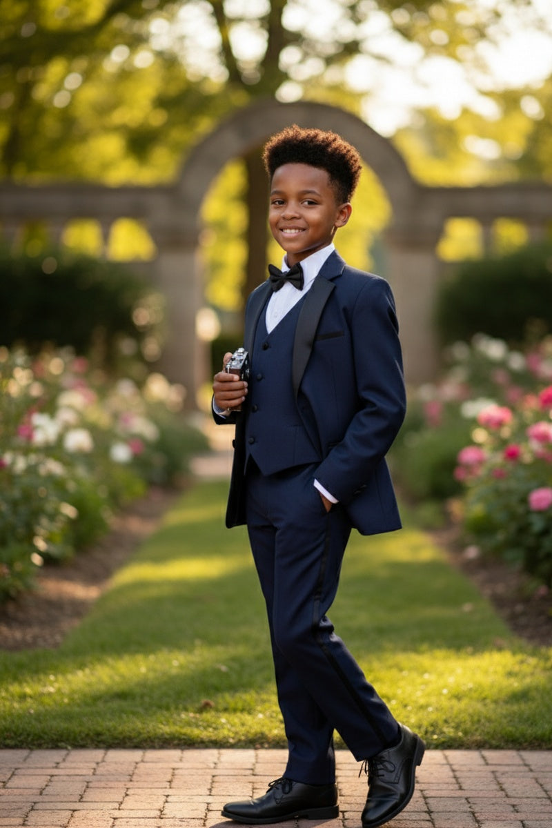 Little Tuxedos "Prodigy" Kids Navy Tuxedo (5-Piece Set)