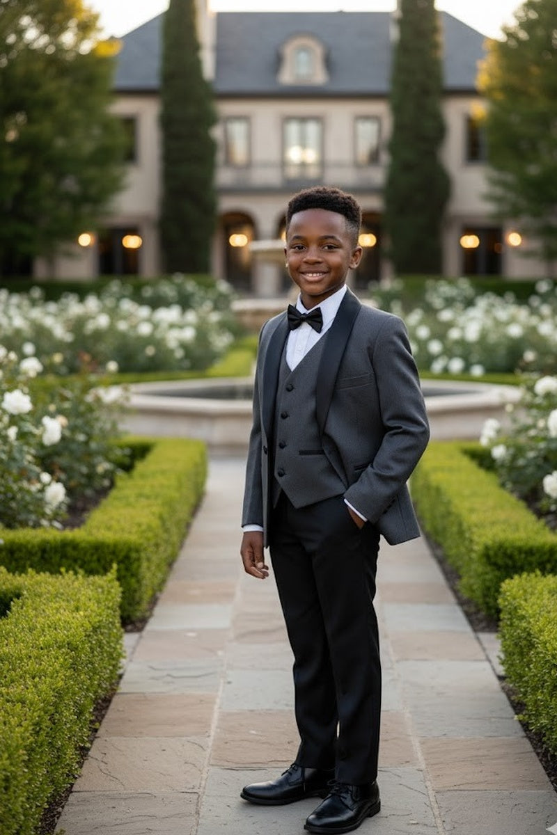"London" Kids Charcoal Tuxedo (5-Piece Set)