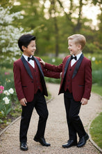 "London" Kids Wine Tuxedo (5-Piece Set)
