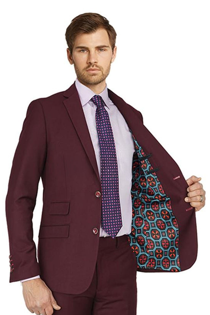 Manchester & Tailor Manchester & Tailor Solid Burgundy Suit (2-Piece Set)
