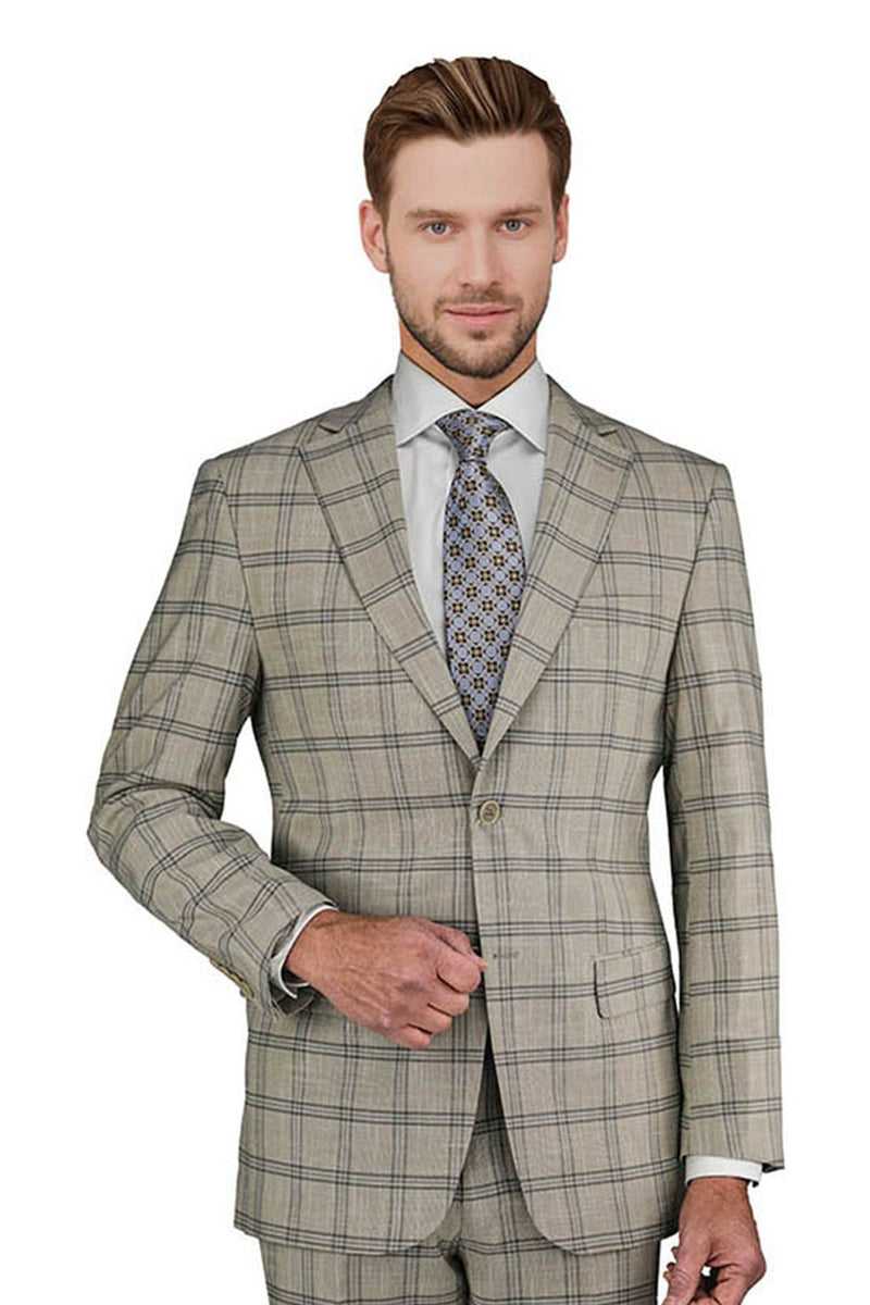 Manchester & Tailor Manchester & Tailor Tan Windowpane Suit (2-Piece Set)