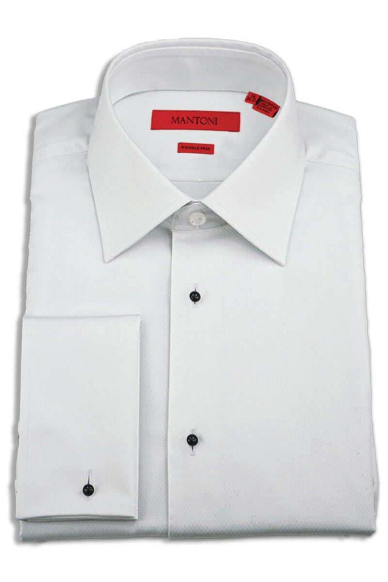 mantoni dress shirts MANTONI Men's Dress Shirt White Blue Multi Stripes BARRELCuff Sleeves