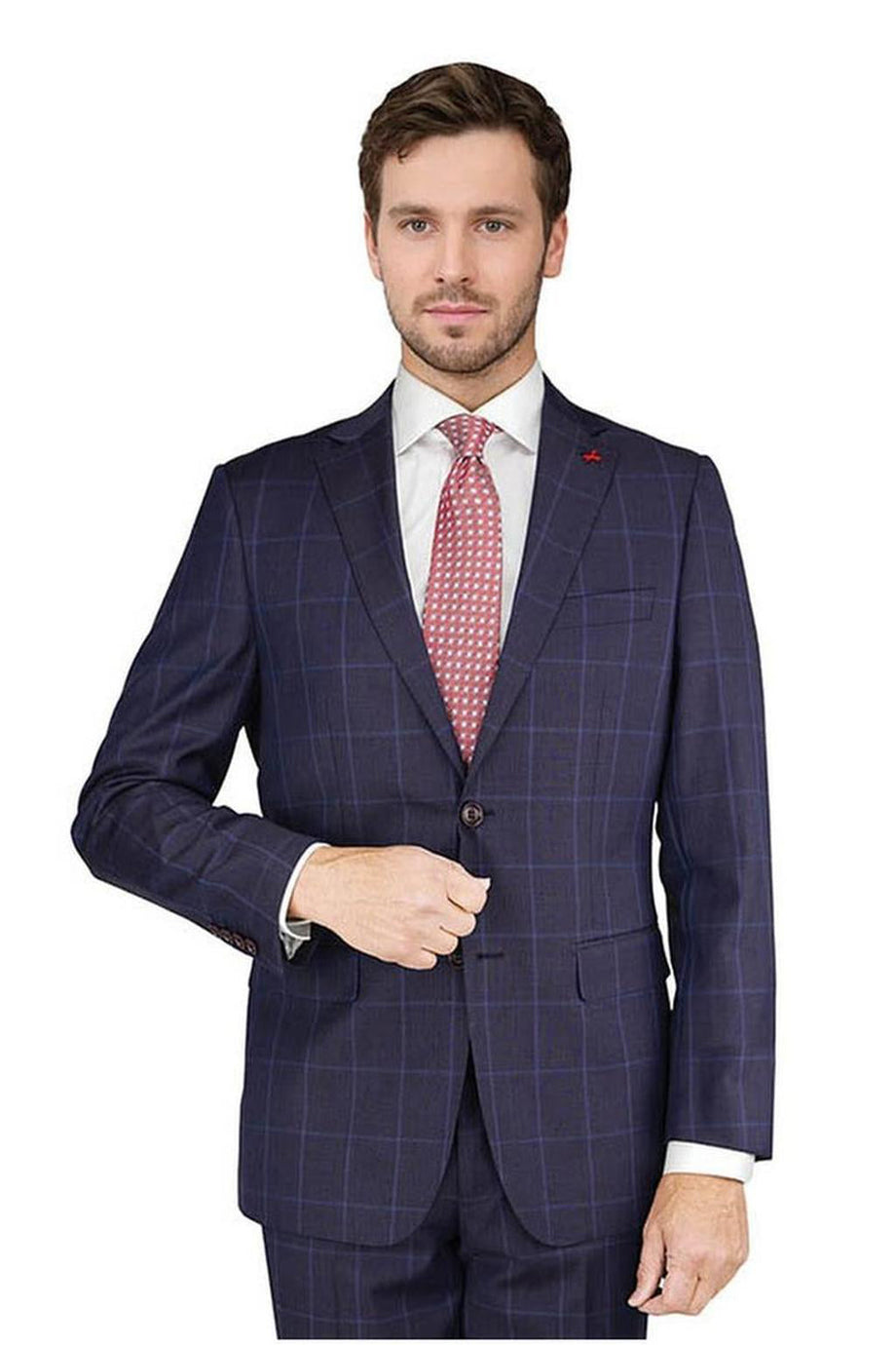 Mantoni Mantoni Burgundy Windowpane Suit (2-Piece Set)