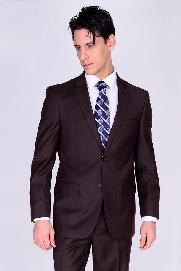 Mantoni Mantoni Solid Brown Suit (2-Piece Set)