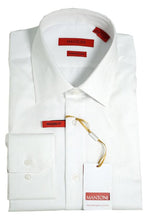 Mantoni "Santiago" White Herringbone Laydown Dress Shirt