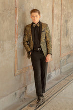 Mark of Distinction "Aries" Gold & Black Paisley Shawl Tuxedo Jacket (Separates)