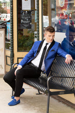 Mark of Distinction "Starlight" Royal Blue Metallic Shawl Tuxedo Jacket (Separates)