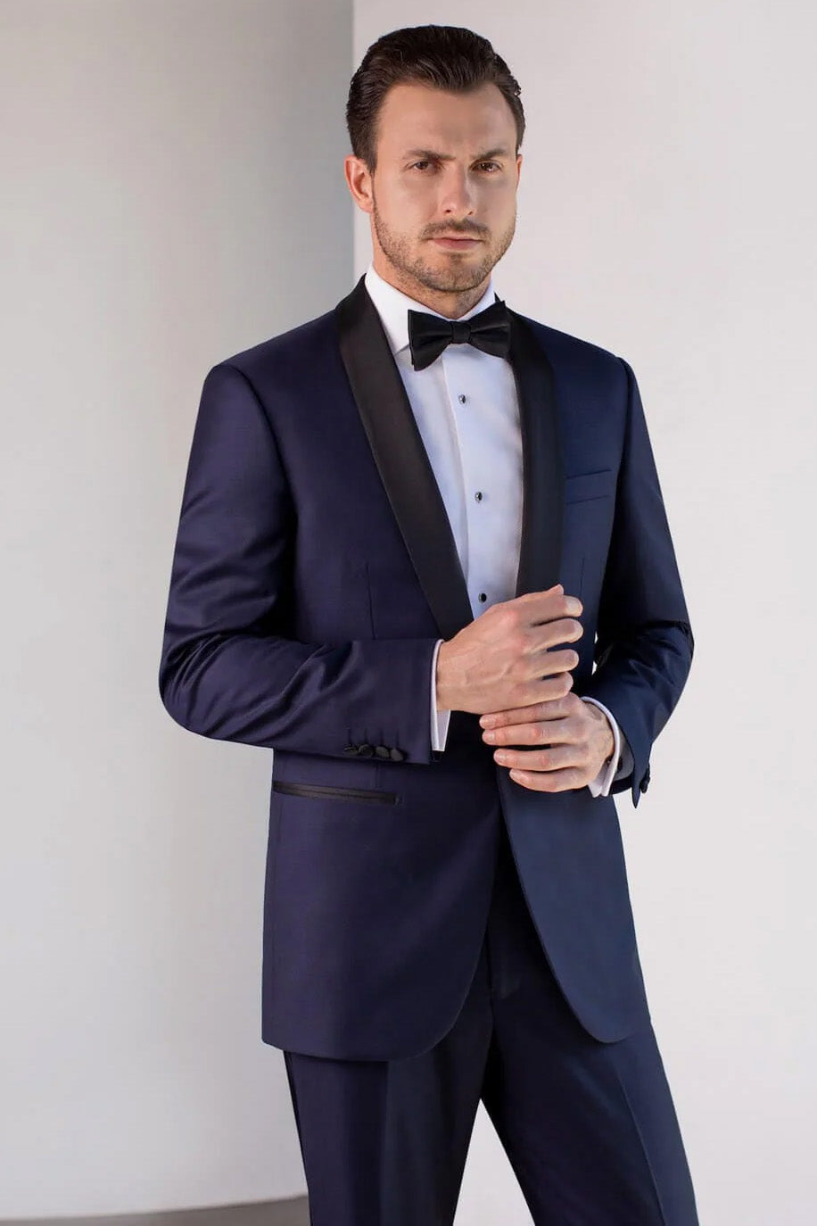 MaxDavoli "Max" Navy Blue 1-Button Shawl Tuxedo (2-Piece Set)